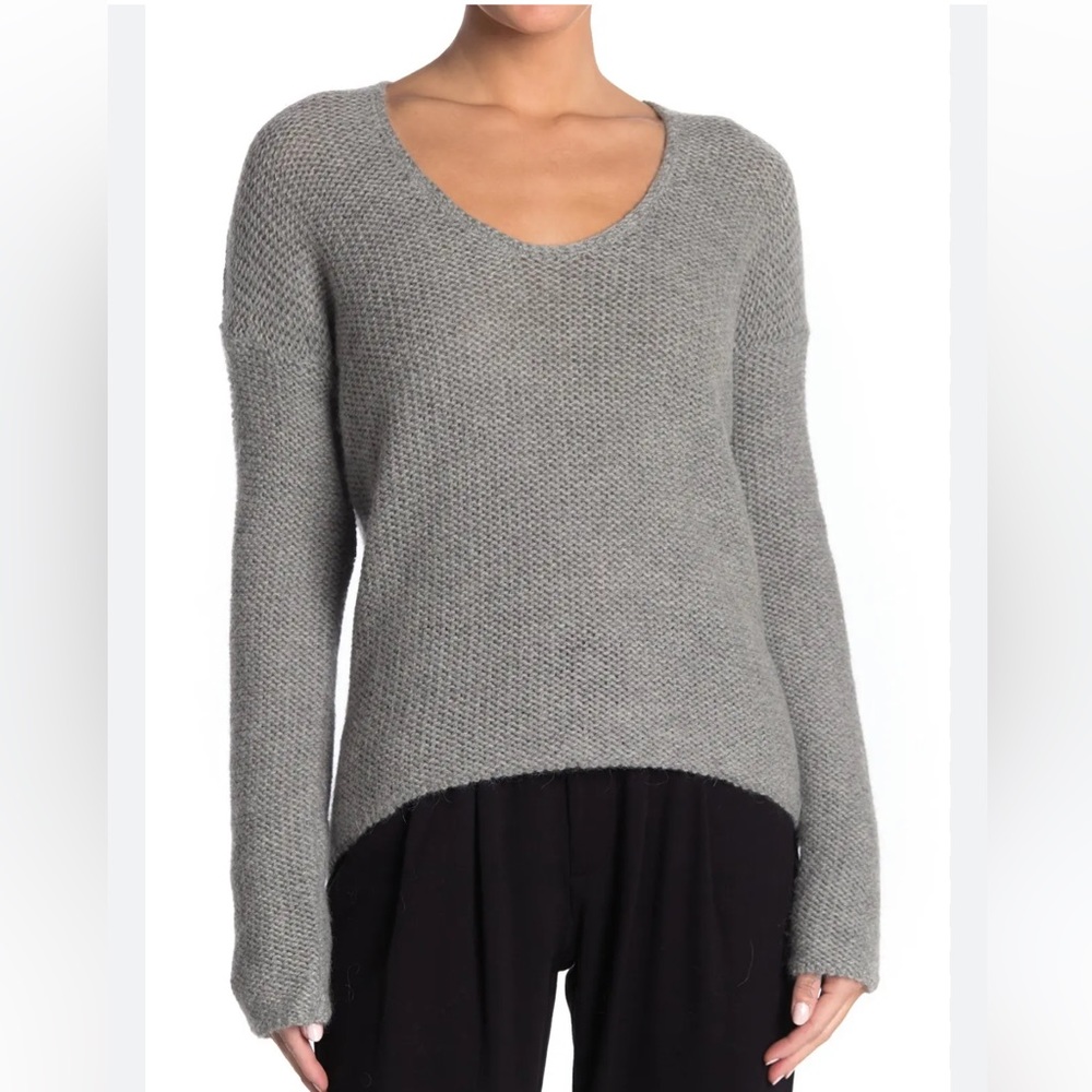 HELMUT LANG Sweater Women's XS Gray Alpaca Wool Blend  Long Sleeve High Low